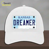 Dreamer Kansas Novelty License Plate Hat Unconstructed Cotton / White