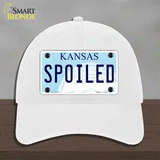 Spoiled Kansas Novelty License Plate Hat Unconstructed Cotton / White