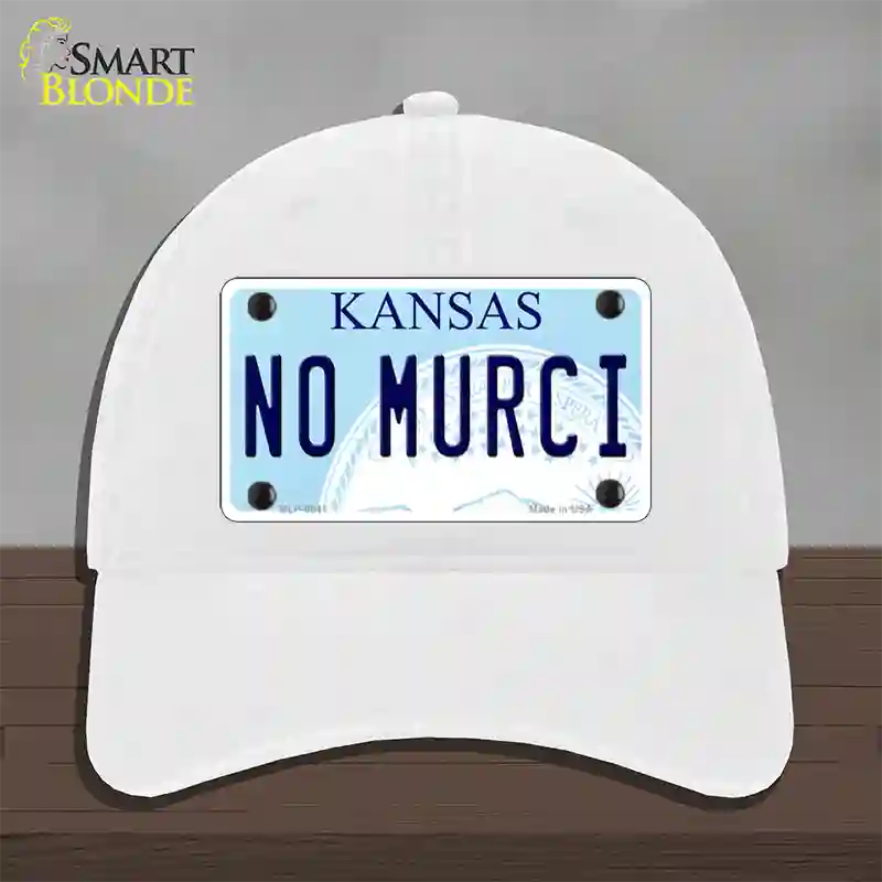 No Murci Kansas Novelty License Plate Hat Unconstructed Cotton / White