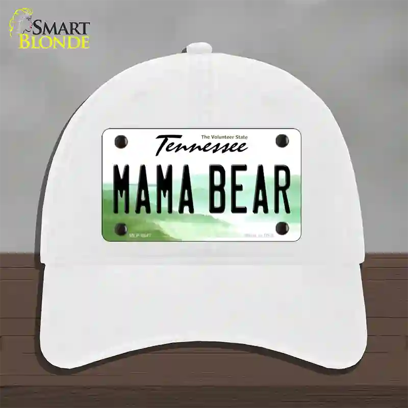 Mama Bear Tennessee Novelty License Plate Hat Unconstructed Cotton / White