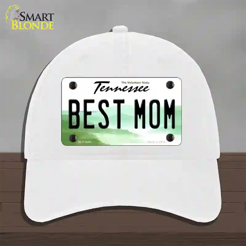 Best Mom Tennessee Novelty License Plate Hat Unconstructed Cotton / White