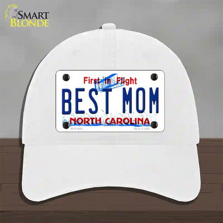 Best Mom North Carolina Novelty License Plate Hat Unconstructed Cotton / White