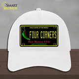 Four Corners Black New Mexico Novelty License Plate Hat Unconstructed Cotton / White