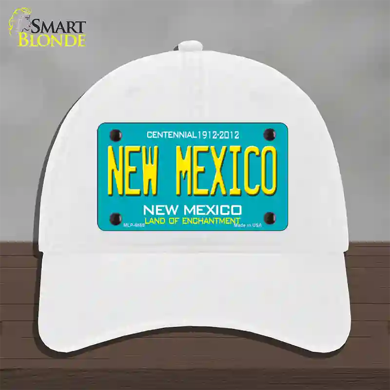 New Mexico Novelty License Plate Hat Unconstructed Cotton / White