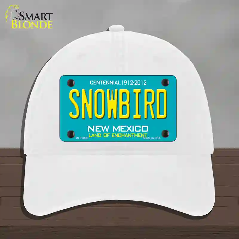 Snowbird New Mexico Novelty License Plate Hat Unconstructed Cotton / White