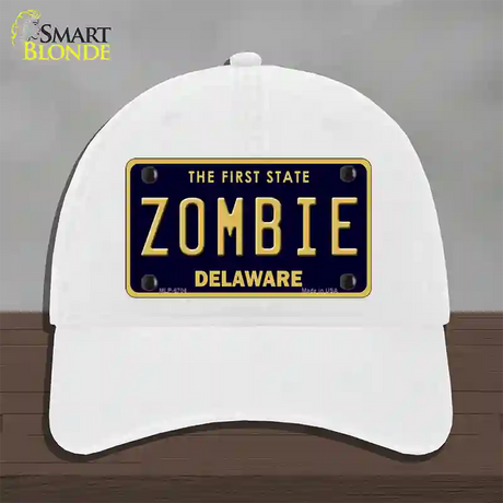 Zombie Delaware Novelty License Plate Hat Unconstructed Cotton / White