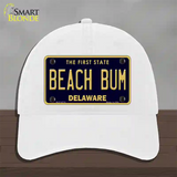 Beach Bum Delaware Novelty License Plate Hat Unconstructed Cotton / White