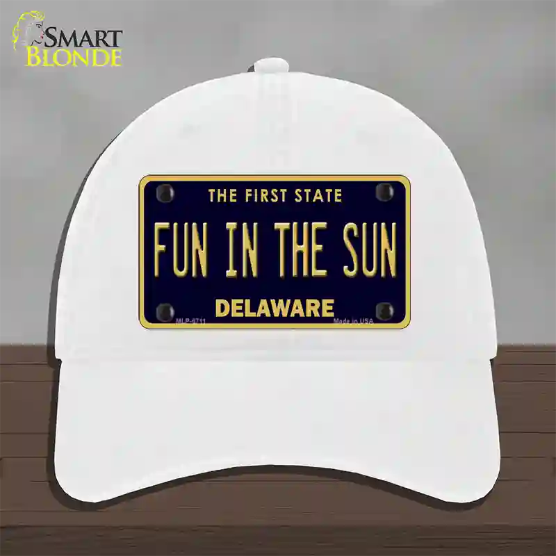 Fun In The Sun Delaware Novelty License Plate Hat Unconstructed Cotton / White