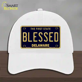 Blessed Delaware Novelty License Plate Hat Unconstructed Cotton / White