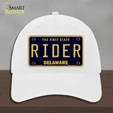 Rider Delaware Novelty License Plate Hat Unconstructed Cotton / White