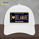 I Love Delaware Novelty License Plate Hat Unconstructed Cotton / White