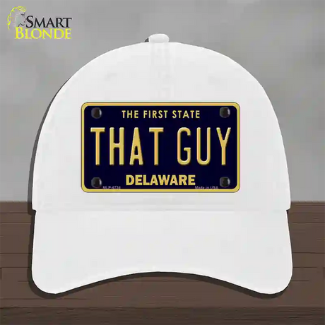 That Guy Delaware Novelty License Plate Hat Unconstructed Cotton / White