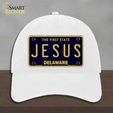 Jesus Delaware Novelty License Plate Hat Unconstructed Cotton / White