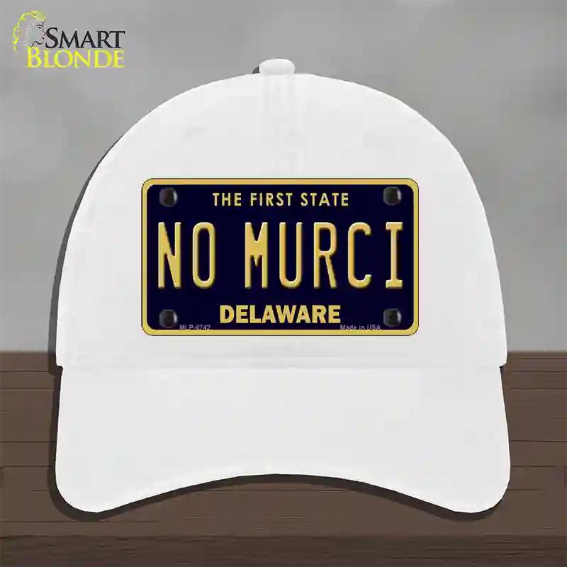 No Murci Delaware Novelty License Plate Hat Unconstructed Cotton / White