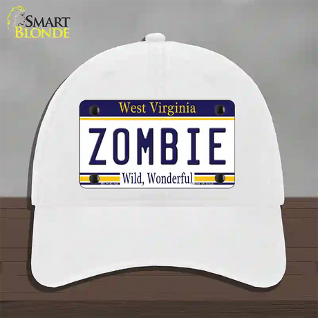 Zombie West Virginia Novelty License Plate Hat Unconstructed Cotton / White