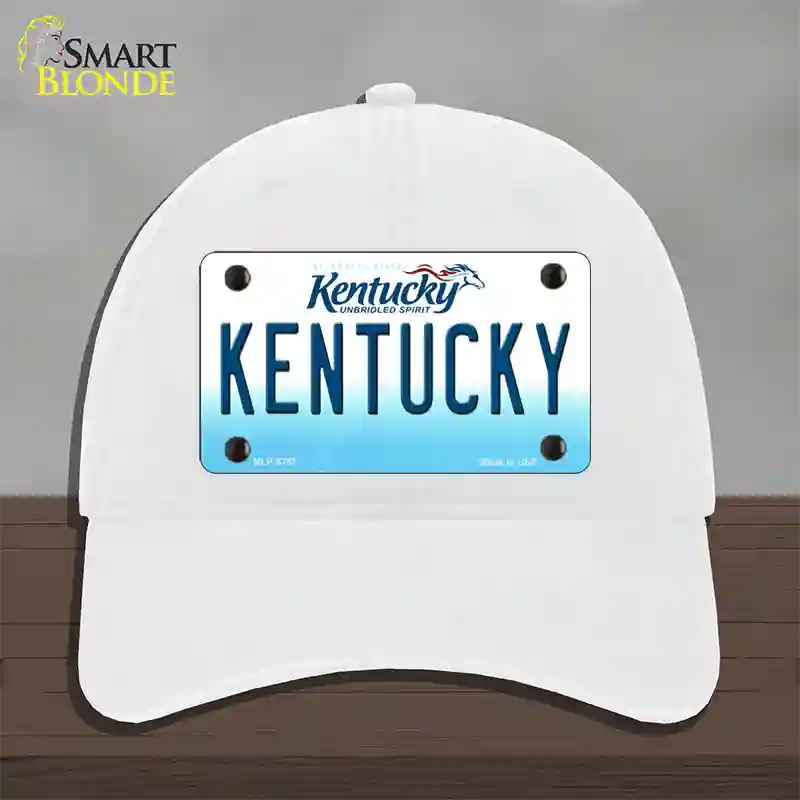 Kentucky Novelty License Plate Hat Unconstructed Cotton / White