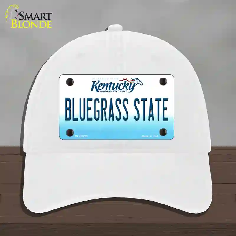 Bluegrass State Kentucky Novelty License Plate Hat Unconstructed Cotton / White