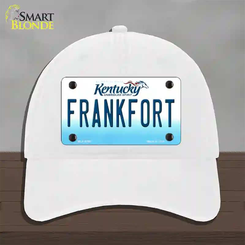 Frankfort Kentucky Novelty License Plate Hat Unconstructed Cotton / White