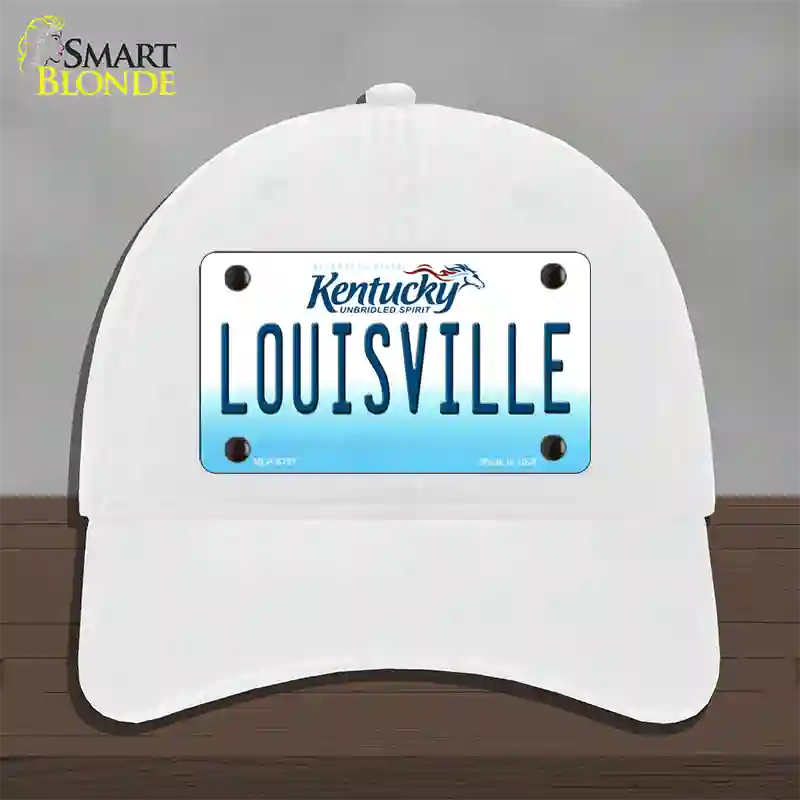 Louisville Kentucky Novelty License Plate Hat Unconstructed Cotton / White