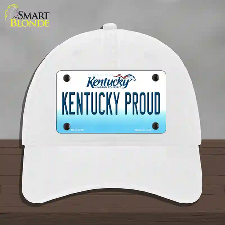 Kentucky Proud Novelty License Plate Hat Unconstructed Cotton / White