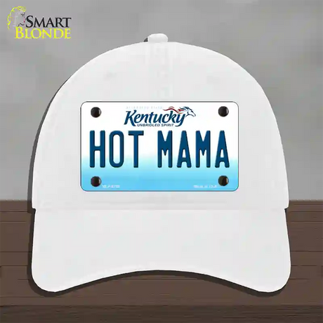 Hot Mama Kentucky Novelty License Plate Hat Unconstructed Cotton / White