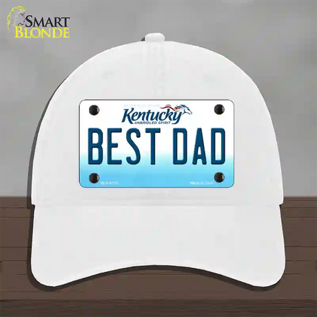 Best Dad Kentucky Novelty License Plate Hat Unconstructed Cotton / White