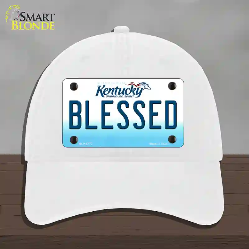 Blessed Kentucky Novelty License Plate Hat Unconstructed Cotton / White