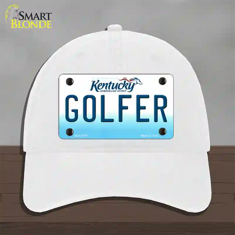 Golfer Kentucky Novelty License Plate Hat Unconstructed Cotton / White