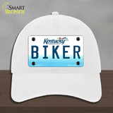 Biker Kentucky Novelty License Plate Hat Unconstructed Cotton / White