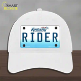 Rider Kentucky Novelty License Plate Hat Unconstructed Cotton / White