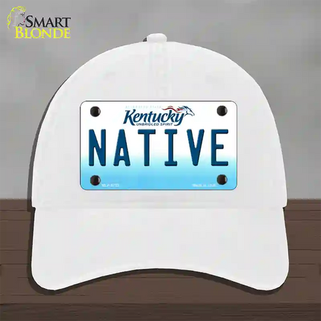 Native Kentucky Novelty License Plate Hat Unconstructed Cotton / White