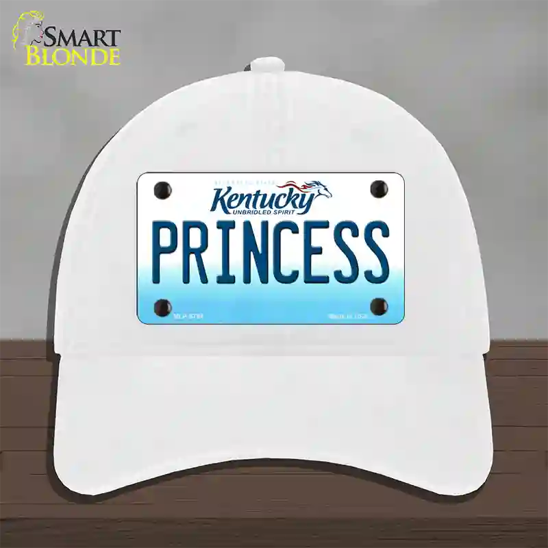 Princess Kentucky Novelty License Plate Hat Unconstructed Cotton / White