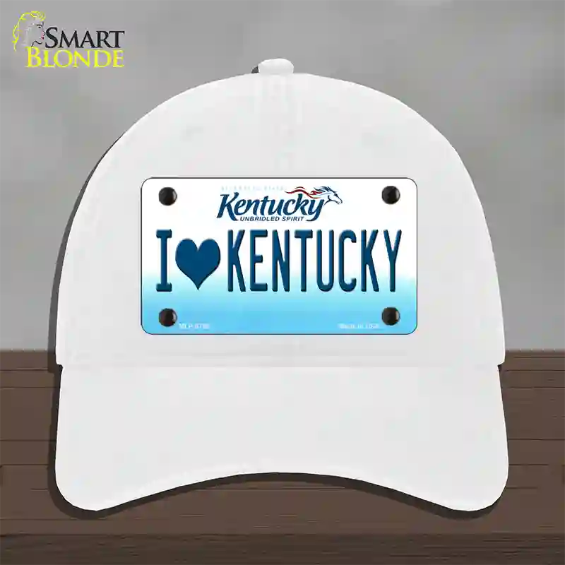 I Love Kentucky Novelty License Plate Hat Unconstructed Cotton / White