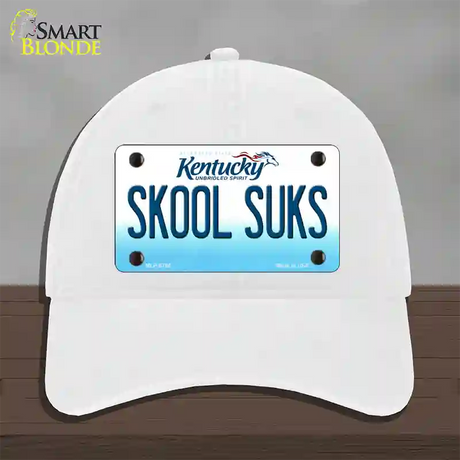 Skool Suks Kentucky Novelty License Plate Hat Unconstructed Cotton / White