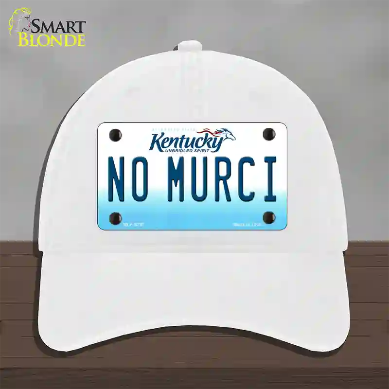 No Murci Kentucky Novelty License Plate Hat Unconstructed Cotton / White