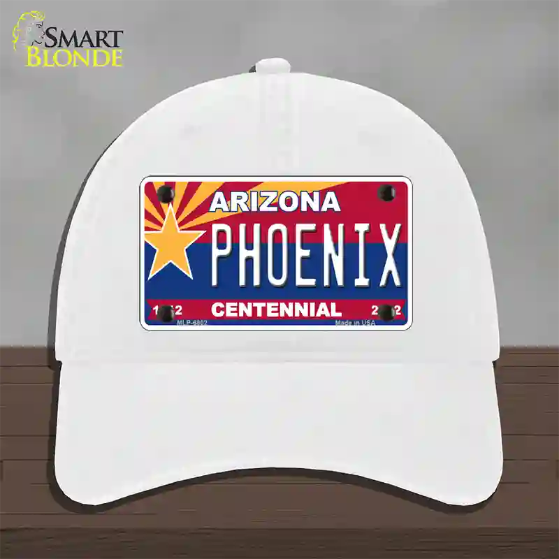 Arizona Centennial Phoenix Novelty License Plate Hat Unconstructed Cotton / White