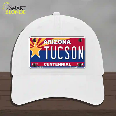 Arizona Centennial Tucson Novelty License Plate Hat Unconstructed Cotton / White