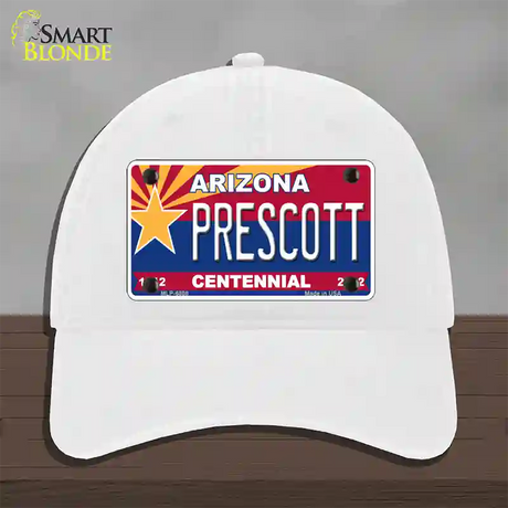 Arizona Centennial Prescott Novelty License Plate Hat Unconstructed Cotton / White