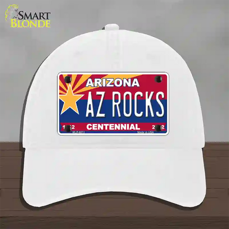 Arizona Centennial Az Rocks Novelty License Plate Hat Unconstructed Cotton / White