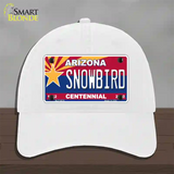 Arizona Centennial Snowbird Novelty License Plate Hat Unconstructed Cotton / White