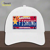 Arizona Centennial Fishing Novelty License Plate Hat Unconstructed Cotton / White