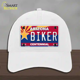 Arizona Centennial Biker Novelty License Plate Hat Unconstructed Cotton / White