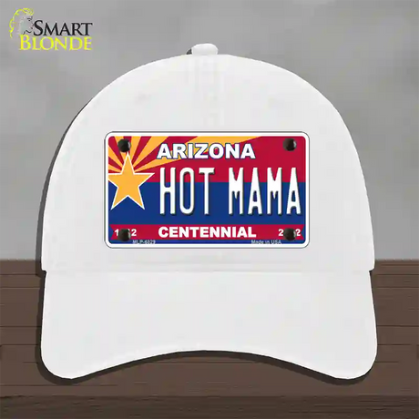 Arizona Centennial Hot Mama Novelty License Plate Hat Unconstructed Cotton / White