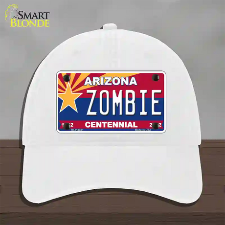 Arizona Centennial Zombie Novelty License Plate Hat Unconstructed Cotton / White