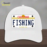 Fishing California Novelty License Plate Hat Unconstructed Cotton / White