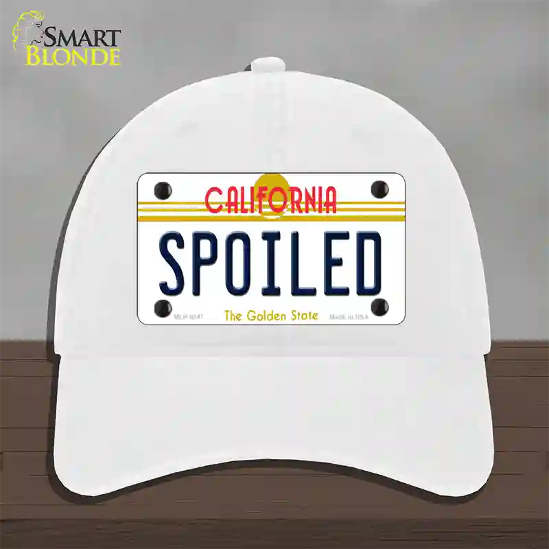 Spoiled California Novelty License Plate Hat Unconstructed Cotton / White