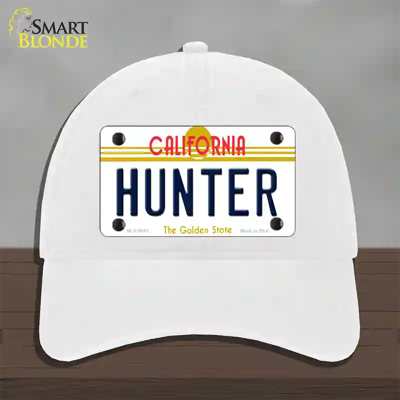 Hunter California Novelty License Plate Hat Unconstructed Cotton / White