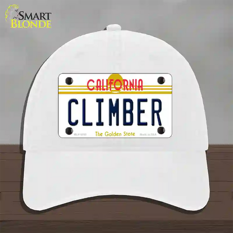 Climber California Novelty License Plate Hat Unconstructed Cotton / White