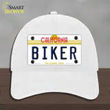 Biker California Novelty License Plate Hat Unconstructed Cotton / White