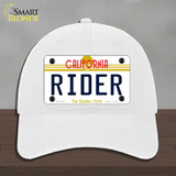 Rider California Novelty License Plate Hat Unconstructed Cotton / White